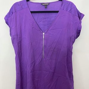 Express Purple L Blouse Top with Zipper